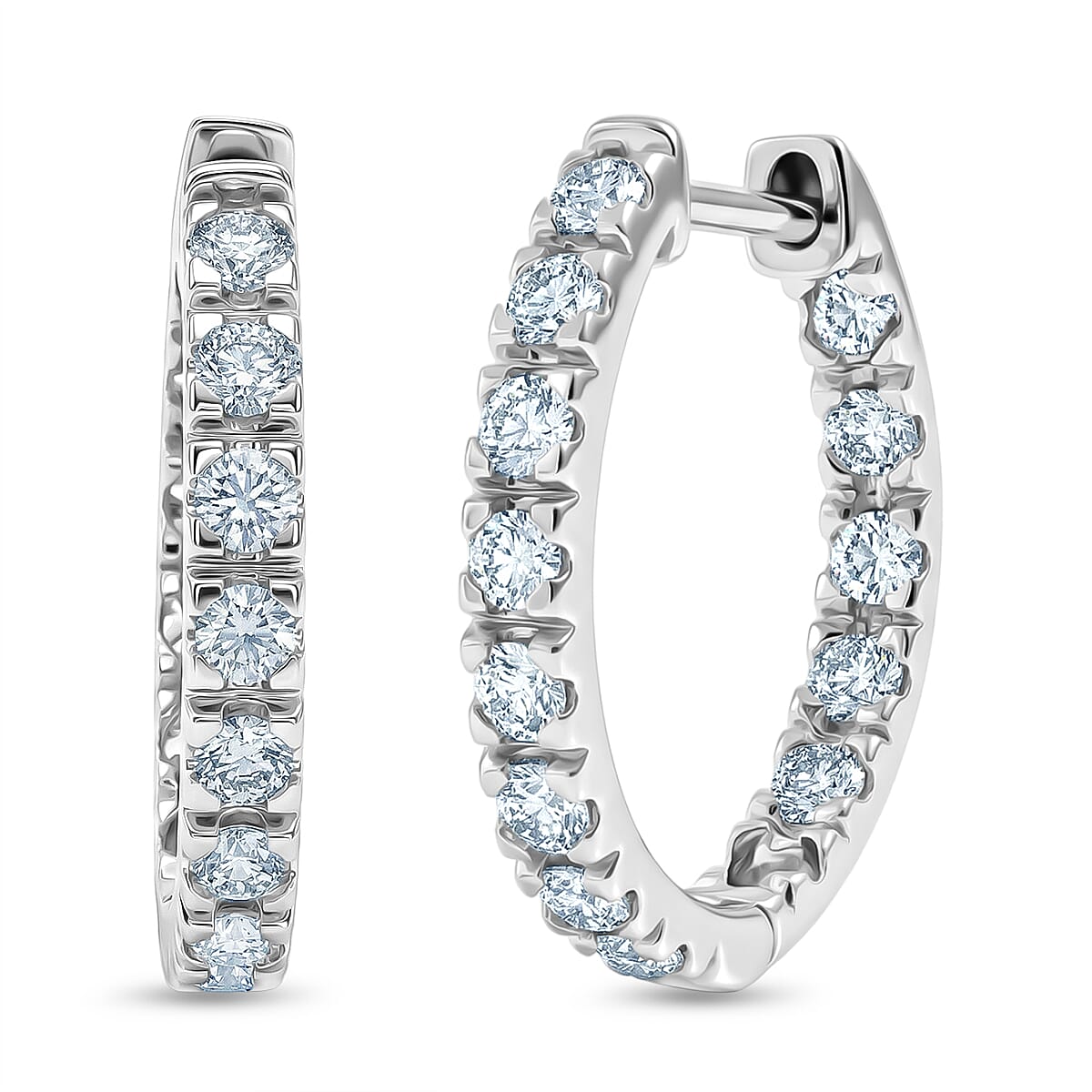 Royal Bali Collection - D'Joy Moissanite Hoop Earring in Platinum Overlay Sterling Silver 8447212 0