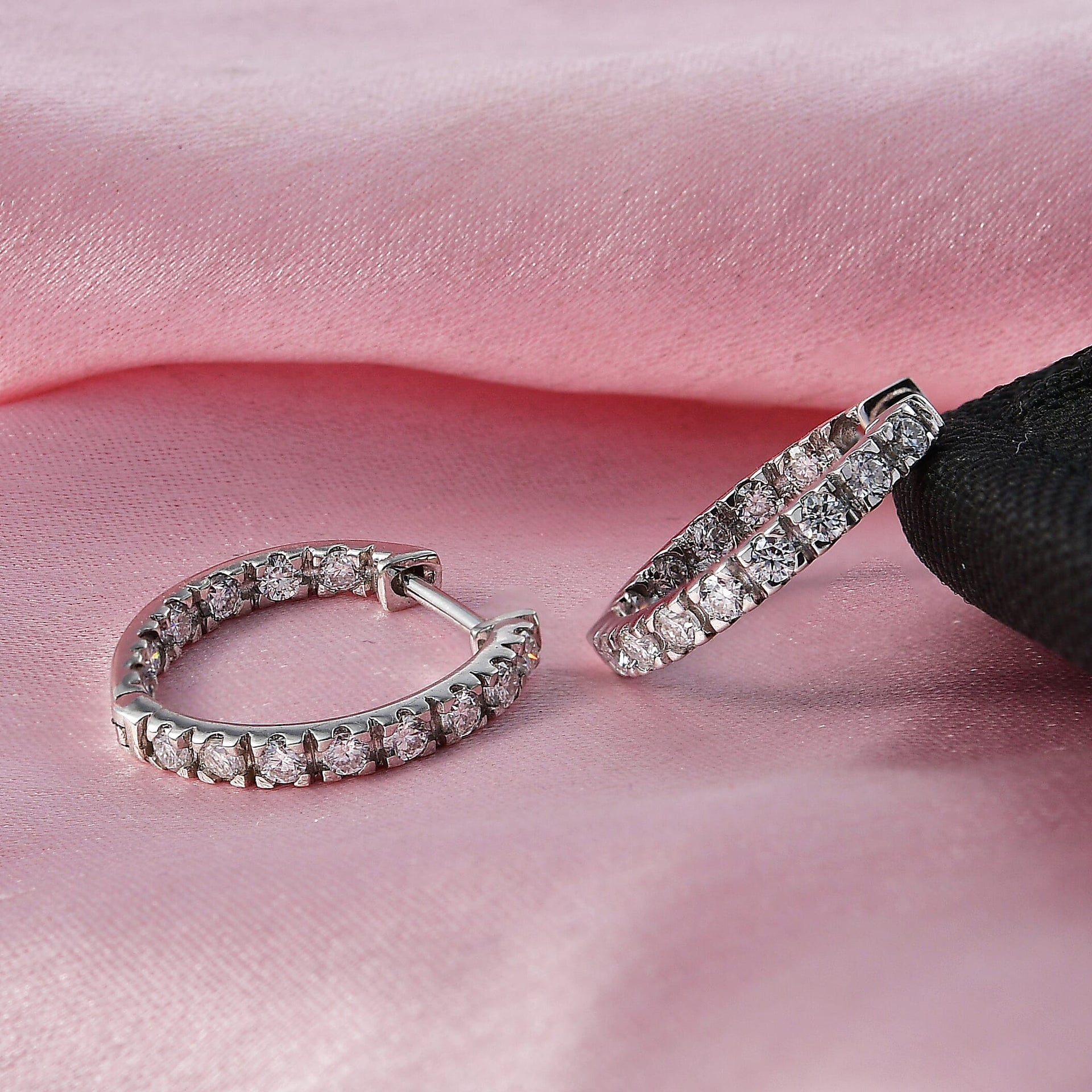 Royal Bali Collection - D'Joy Moissanite Hoop Earring in Platinum Overlay Sterling Silver 8447212 3