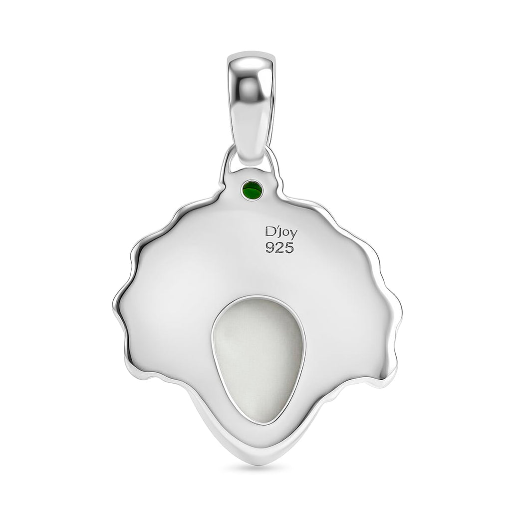 Royal Bali Collection - D'Joy Ox Bone & Natural Chrome Diopside Sterling Silver Pendant 2.05 Ct, Silver Wt. 12.50 Gms