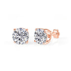 Royal Bali Collection - D'Joy Moissanite Solitaire Stud Earring with Screw Back in Rose Gold Plated Sterling Silver 3.60 Ct.