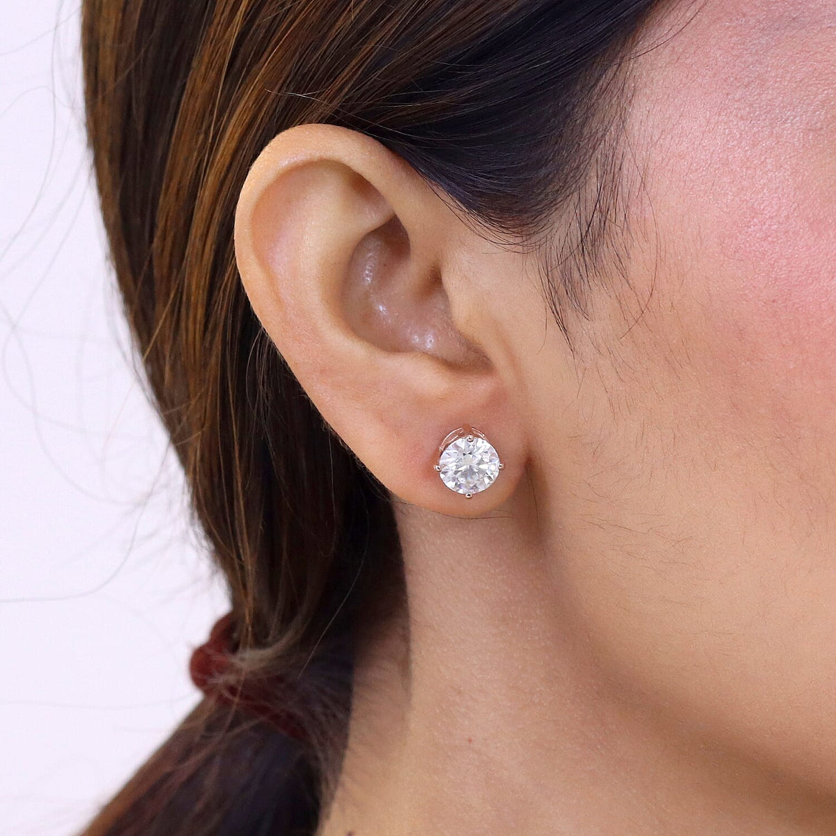 D'Joy Moissanite Solitaire Stud Earring with Screw Back in Rose Gold Plated Sterling Silver 3.60 Ct. 8427243 2