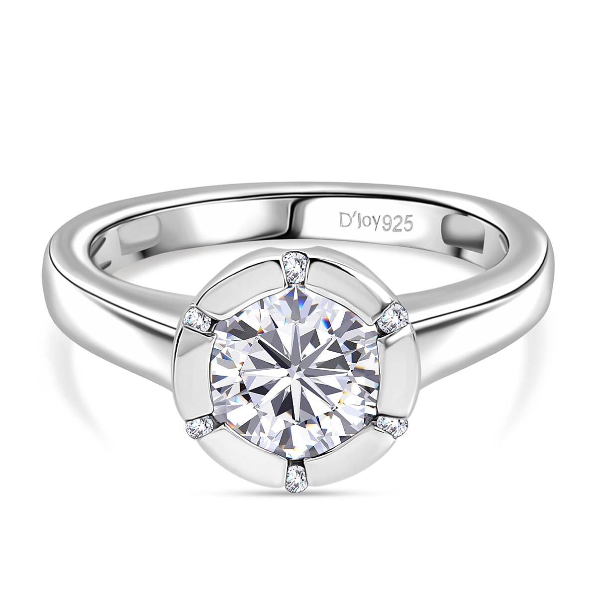 D'joy Moissanite Solitaire Ring in Rhodium Overlay Sterling Silver 1.23 Ct. 8197411 0