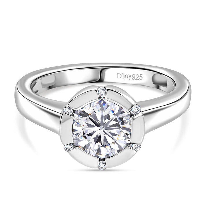 D'joy Moissanite Solitaire Ring in Rhodium Overlay Sterling Silver 1.23 Ct. 8197411 1