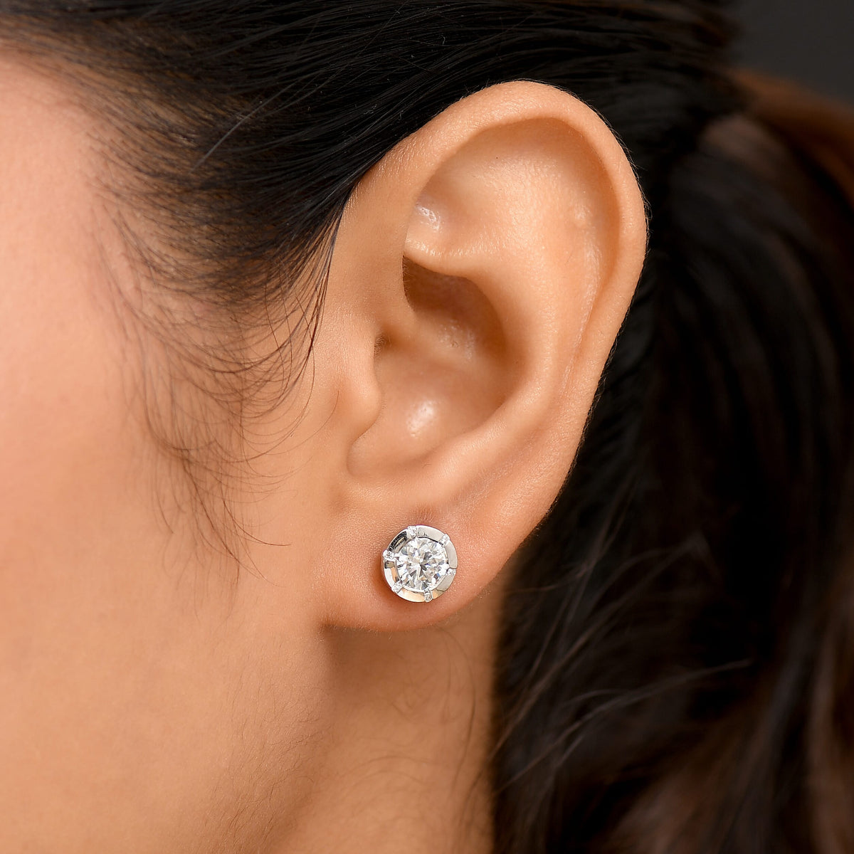 Djoy Moissanite Solitaire Stud Push Post Earring in Rhodium Overlay Sterling Silver 1.79 Ct. 8197469 3