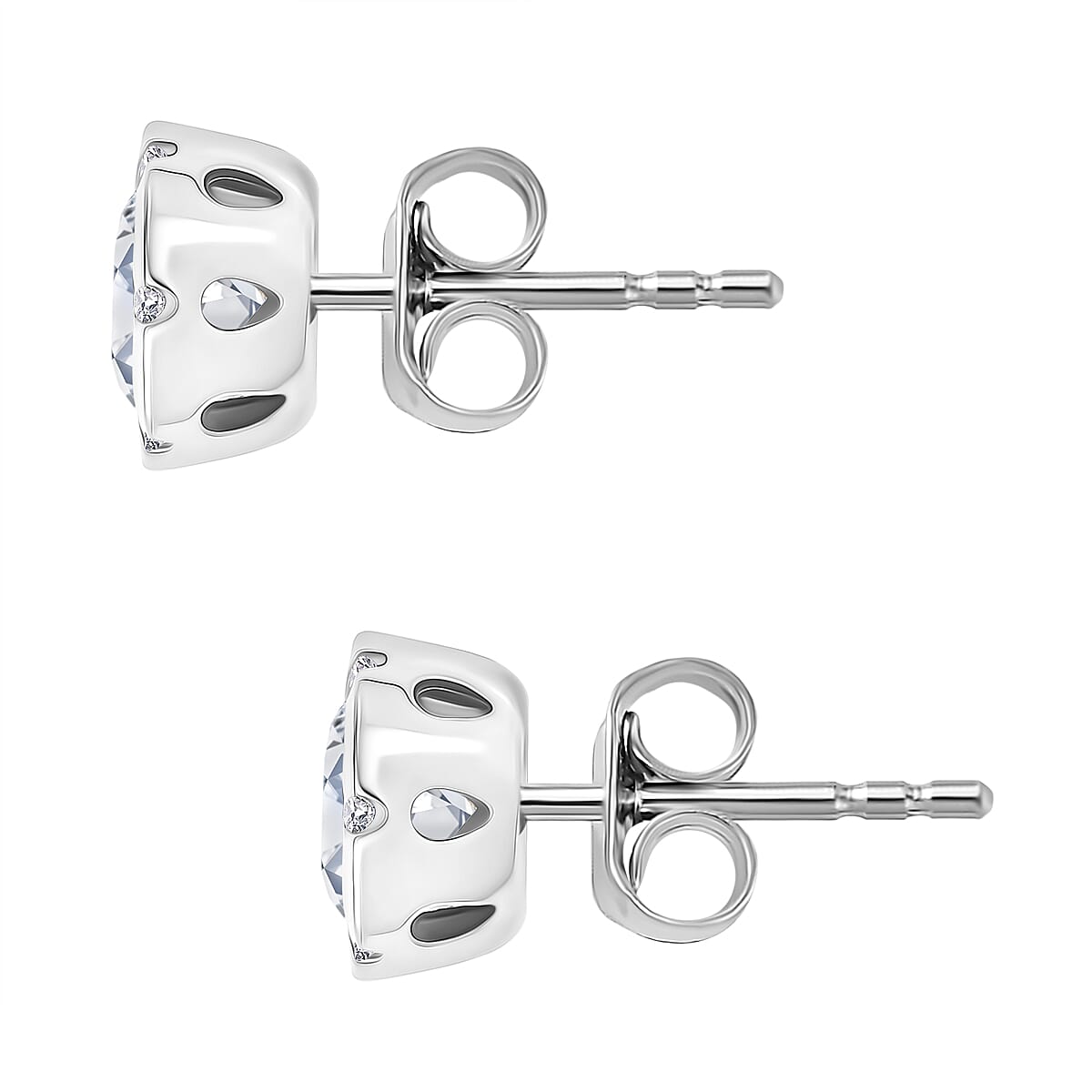 Djoy Moissanite Solitaire Stud Push Post Earring in Rhodium Overlay Sterling Silver 1.79 Ct. 8197469 4