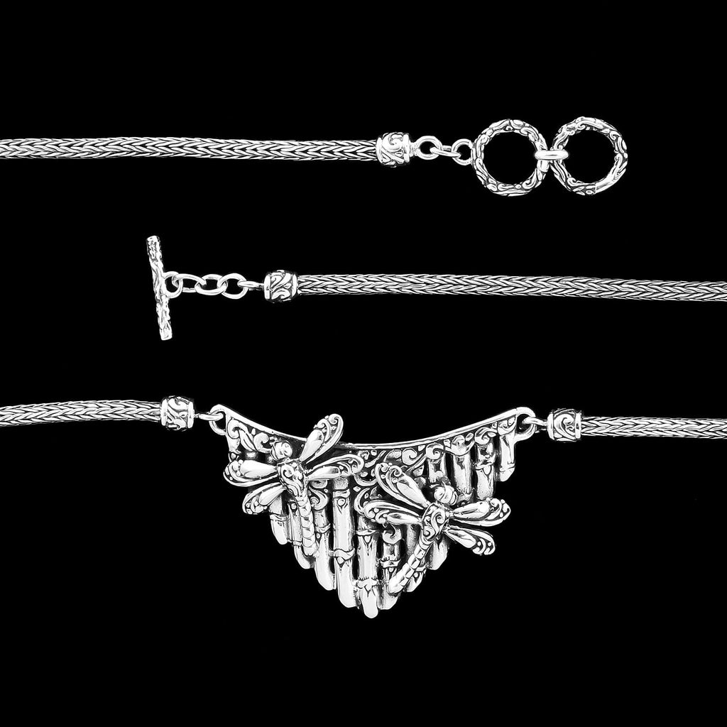 Royal Bali Collection - Sterling Silver Dragonfly Necklace (Size 20), Silver wt. 24.20 Gms
