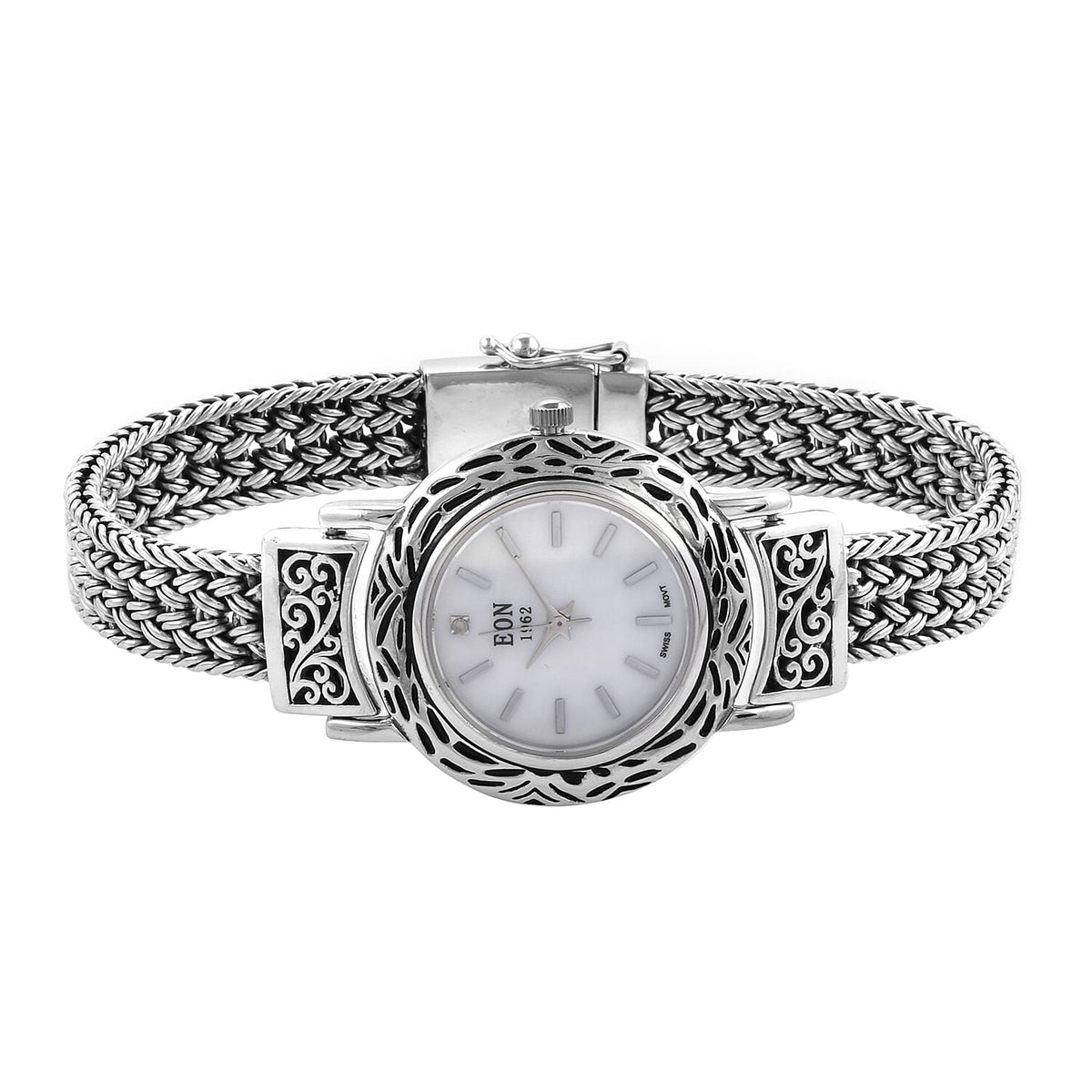 Royal Bali Collection EON 1962 Swiss Movement Water Resistant Watch Size 6.75 Silver Wt. 41.00 Gms 3478297 2