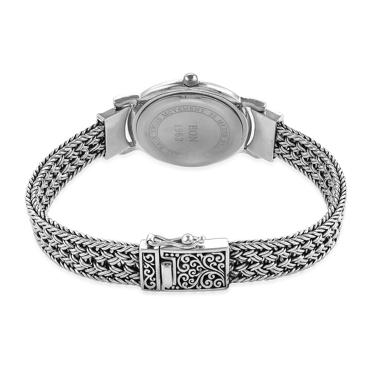 Royal Bali Collection EON 1962 Swiss Movement Water Resistant Watch Size 6.75 Silver Wt. 41.00 Gms 3478297 3