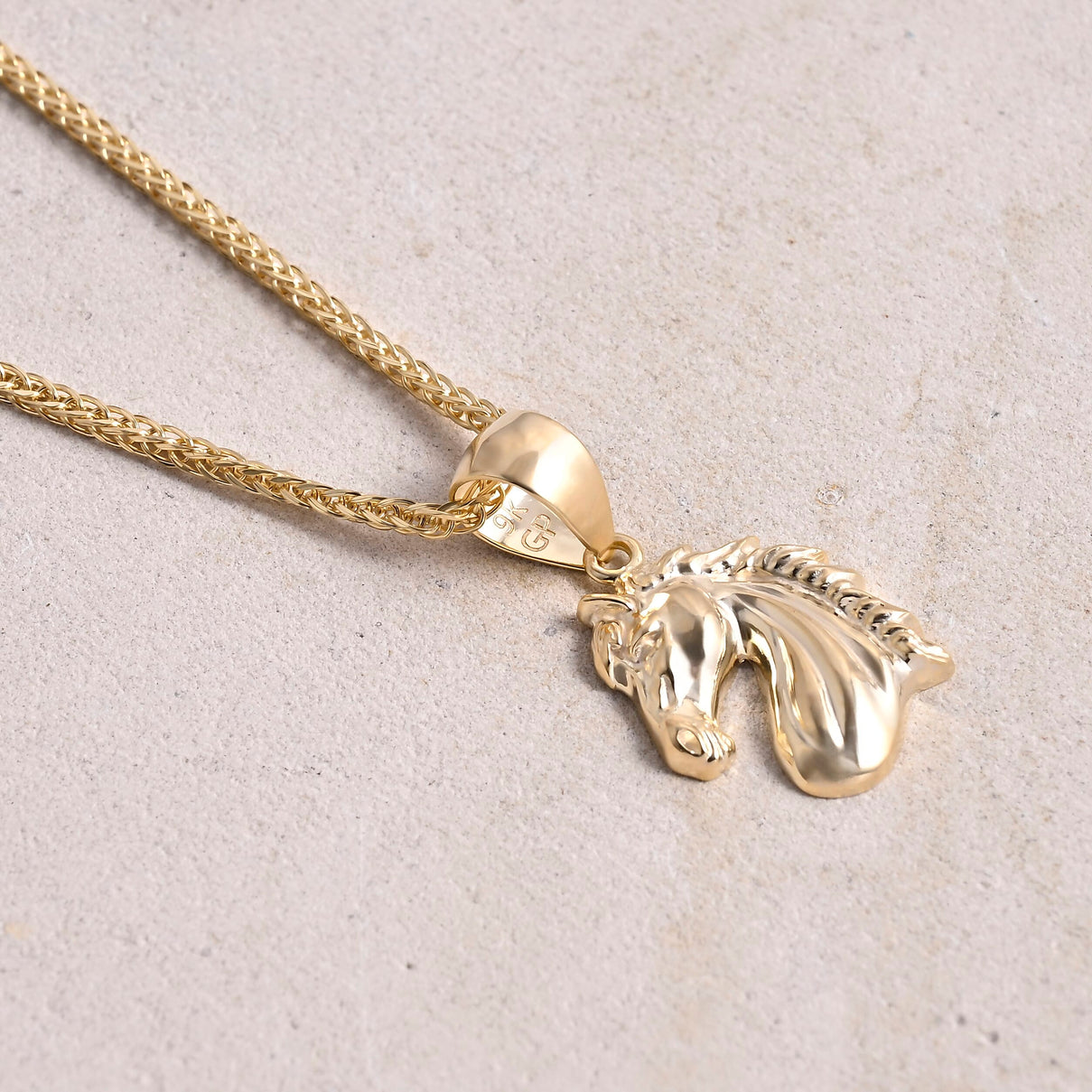 GP Collection - 9K Yellow Gold Horse Head Design Pendant 8415399 1