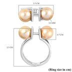 Golden South Sea Pearl Ring in Platinum Overlay Sterling Silver
