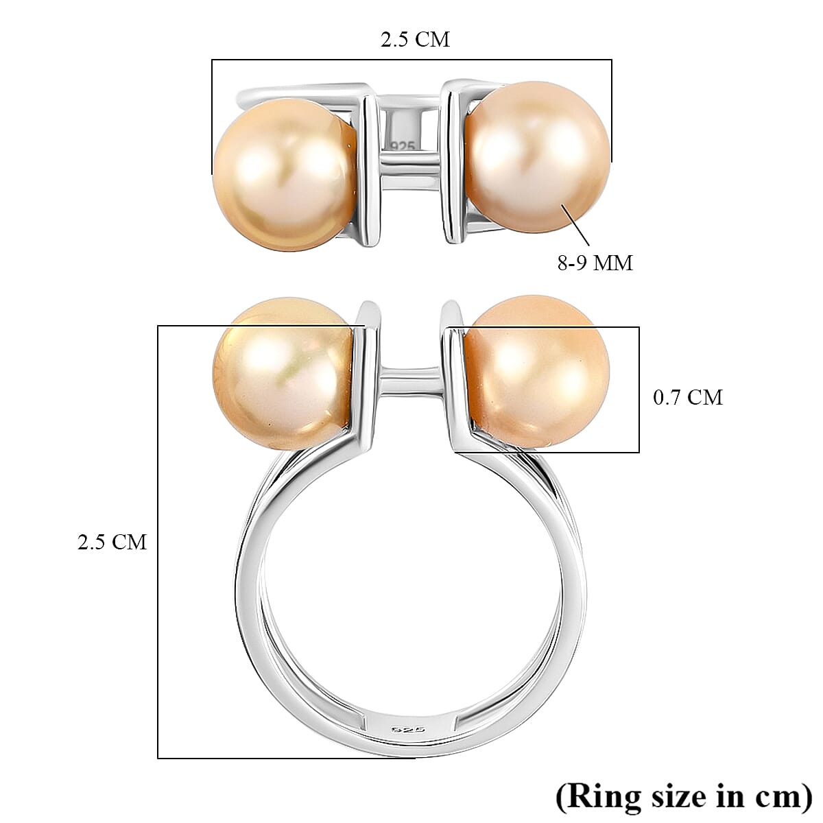 Royal Bali Collection Golden South Sea Pearl Ring in Platinum Plated Sterling Silver 3818141 6
