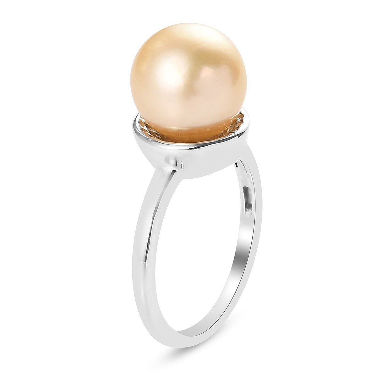Royal Bali Collection Golden South Sea Pearl Solitaire Ring in Platinum Plated Sterling Silver 3845524 4