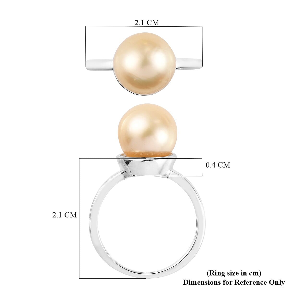 Royal Bali Collection Golden South Sea Pearl Solitaire Ring in Platinum Plated Sterling Silver 3845524 6