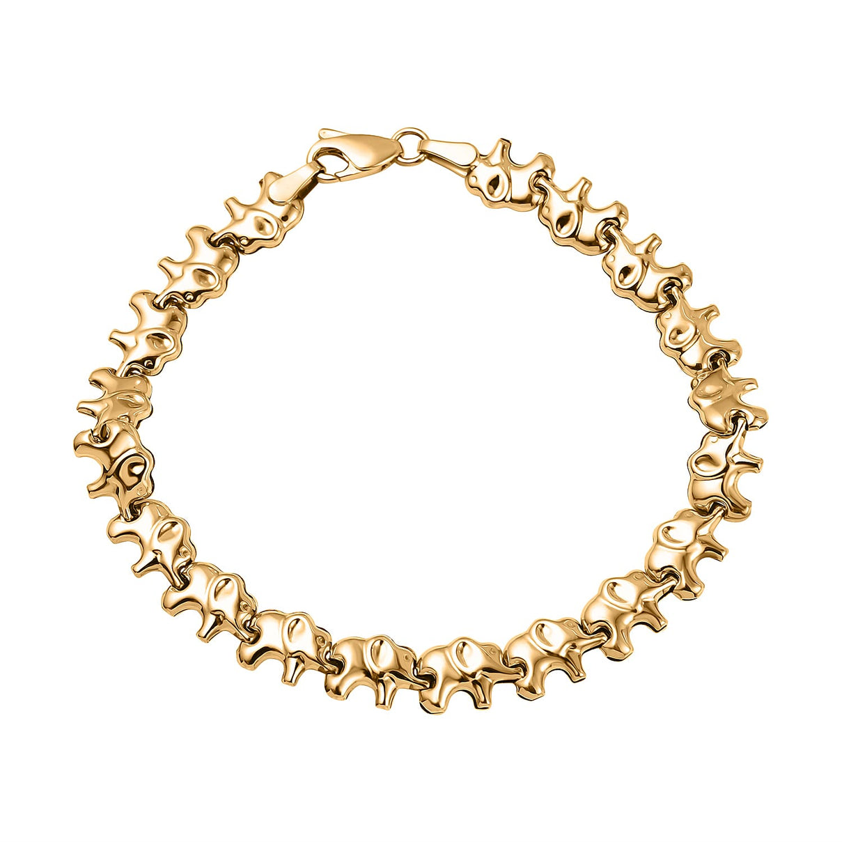Royal Bali Collection Handmade - 9K Yellow Gold Elephant Bracelet (Size - 7.5) 7733831 0