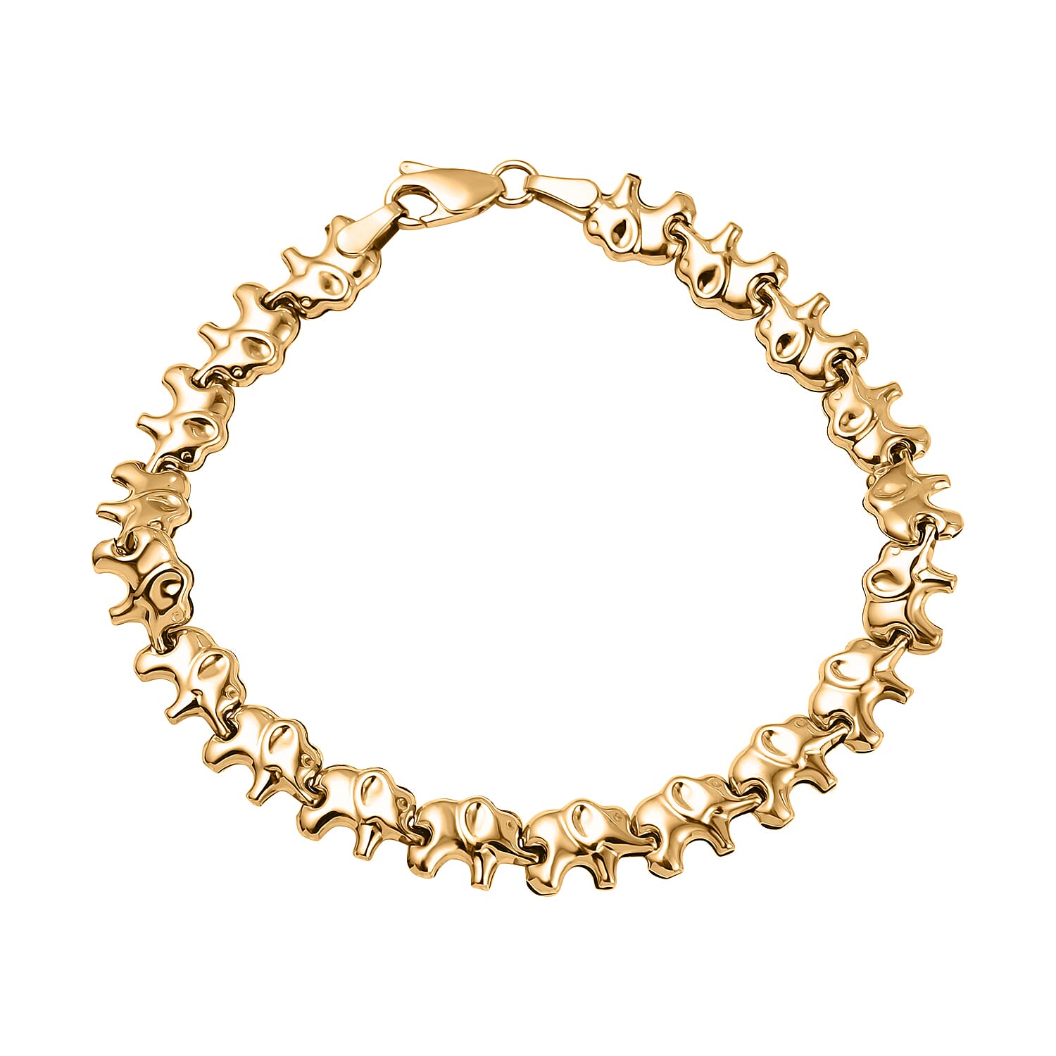 Royal Bali Collection Handmade - 9K Yellow Gold Elephant Bracelet (Size - 7.5) 7733831 0