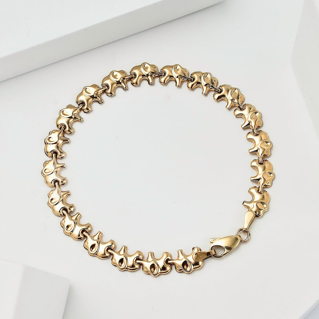 Royal Bali Collection Handmade - 9K Yellow Gold Elephant Bracelet (Size - 7.5) 7733831 1