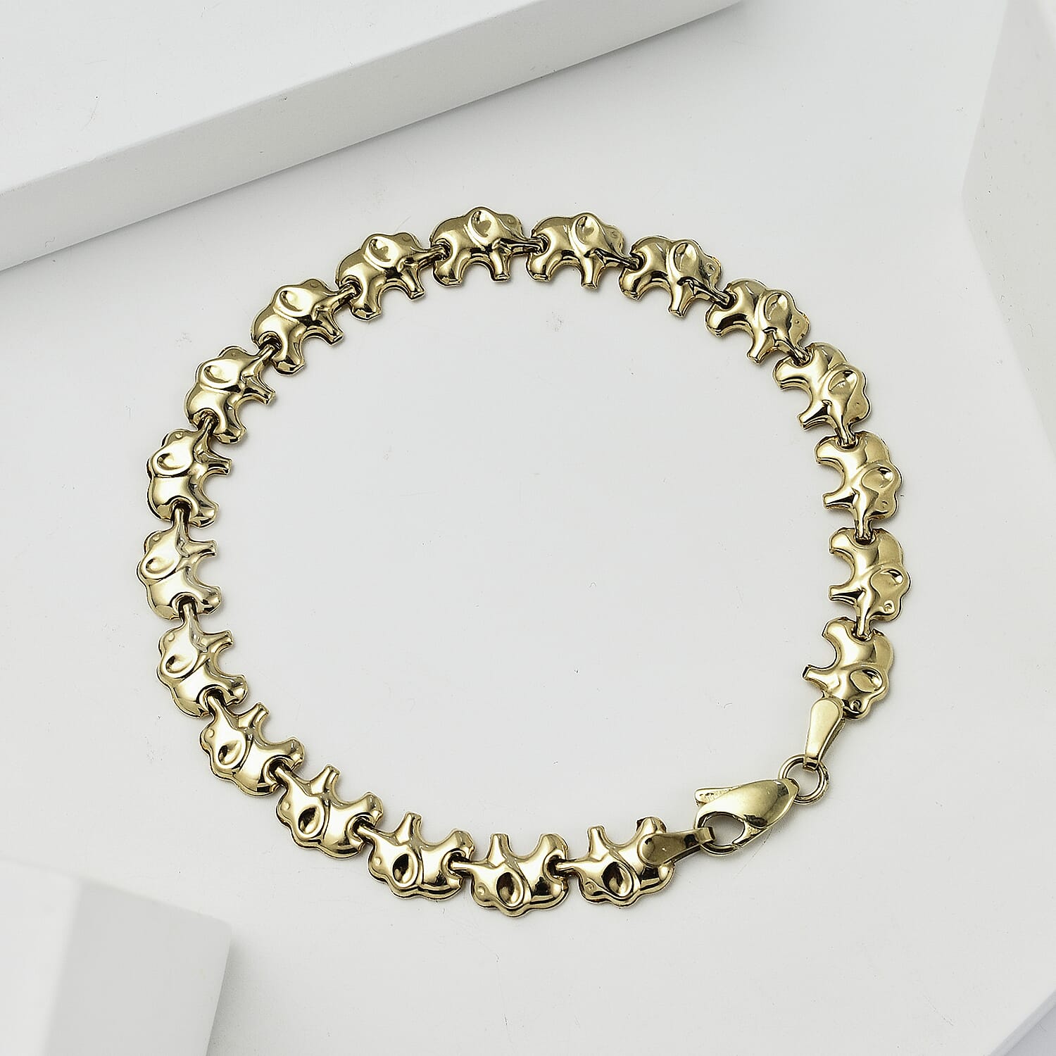 Royal Bali Collection Handmade - 9K Yellow Gold Elephant Bracelet (Size - 7.5) 7733831 1
