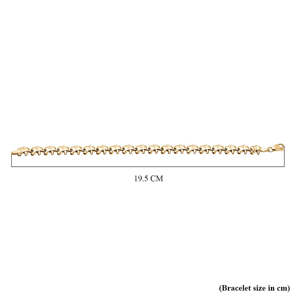 Royal Bali Collection Handmade - 9K Yellow Gold Elephant Bracelet (Size - 7.5)