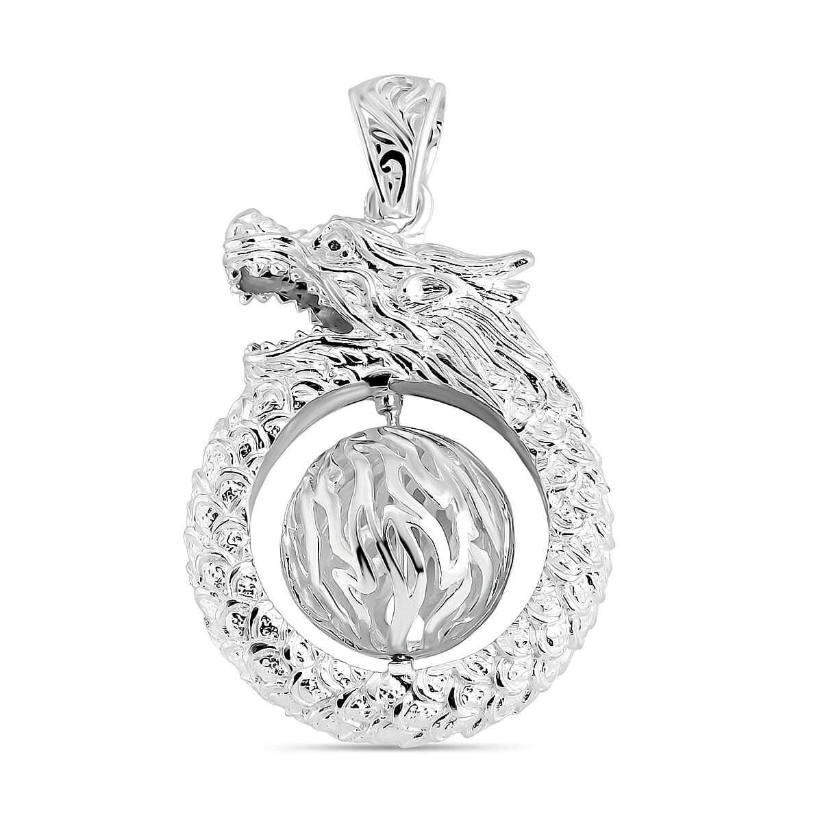 Royal Bali Collection Handmade Dragon Sterling Silver Spinner Pendant 8108105 0