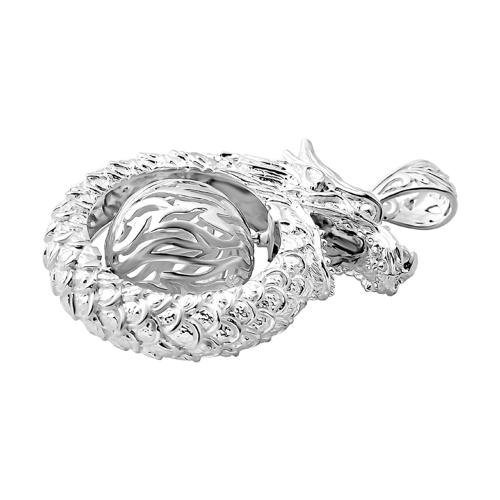 Royal Bali Collection - Handmade Dragon Sterling Silver Spinner Pendant, Silver Wt. 15.97 Gms.