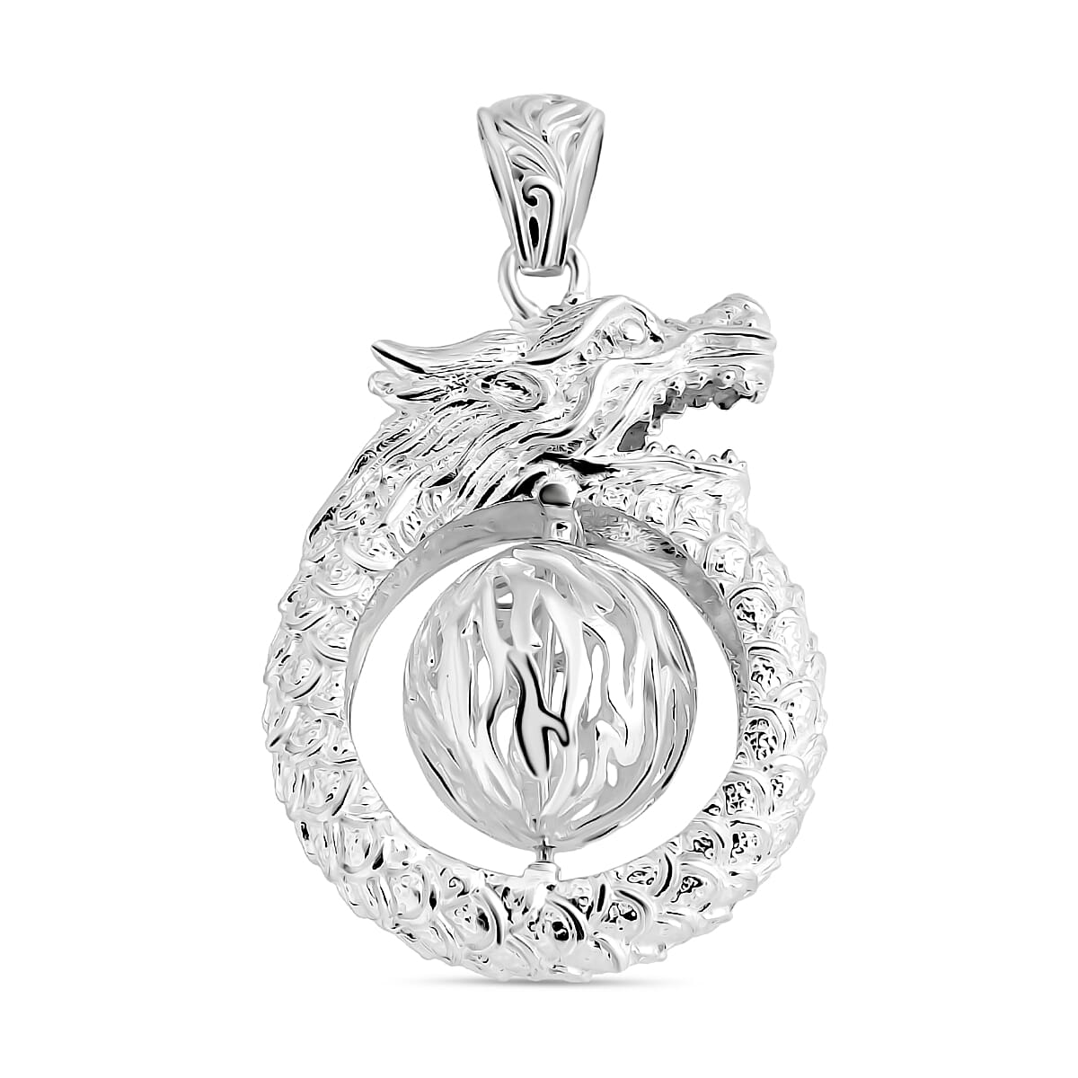 Royal Bali Collection Handmade Dragon Sterling Silver Spinner Pendant 8108105 4