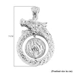 Royal Bali Collection - Handmade Dragon Sterling Silver Spinner Pendant, Silver Wt. 15.97 Gms.