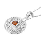 Royal Bali Collection - Kechak Dance Inspired - Hessonite Garnet Sterling Silver Pendant with Chain (Size 20) 1.50 Ct.