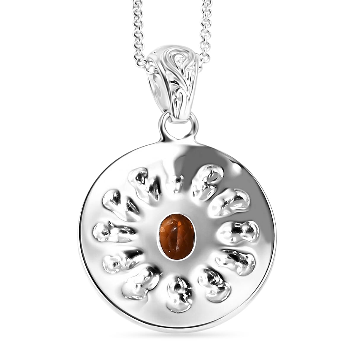 Royal Bali Collection - Kechak Dance Inspired - Hessonite Garnet Sterling Silver Pendant with Chain (Size 20) 1.50 Ct. 4461813 10