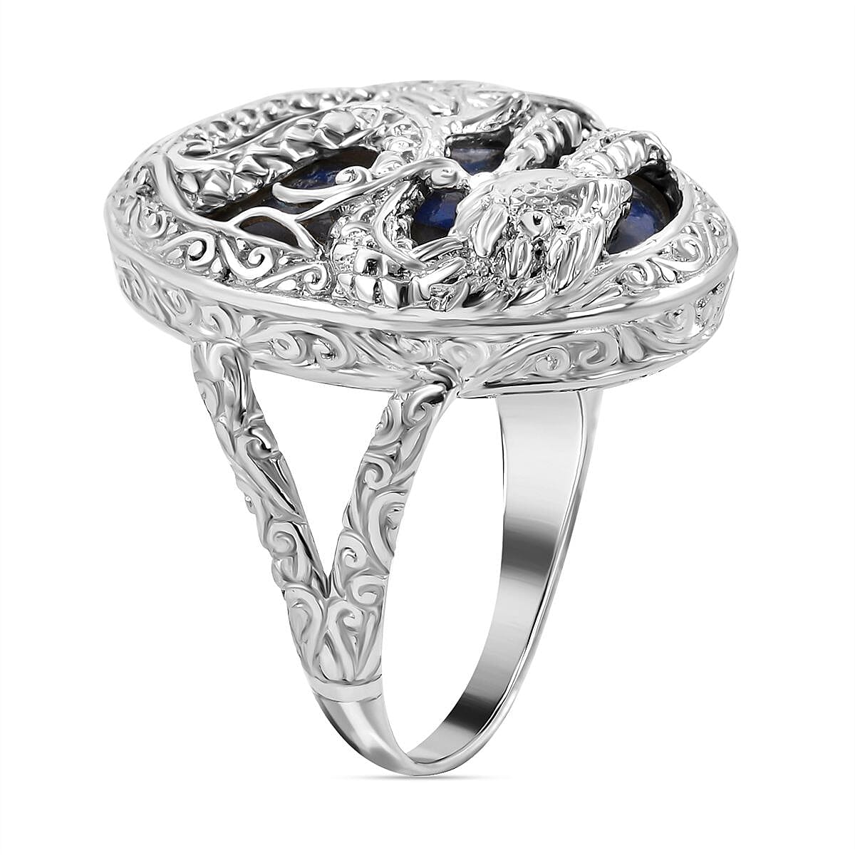 Royal Bali Collection - Labradorite Dragon Ring in Sterling Silver 35 Ct, Silver Wt. 7 GM 7239560 6