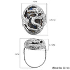 Royal Bali Collection - Labradorite Dragon Ring in Sterling Silver 35.00 Ct, Silver Wt. 7.00 GM