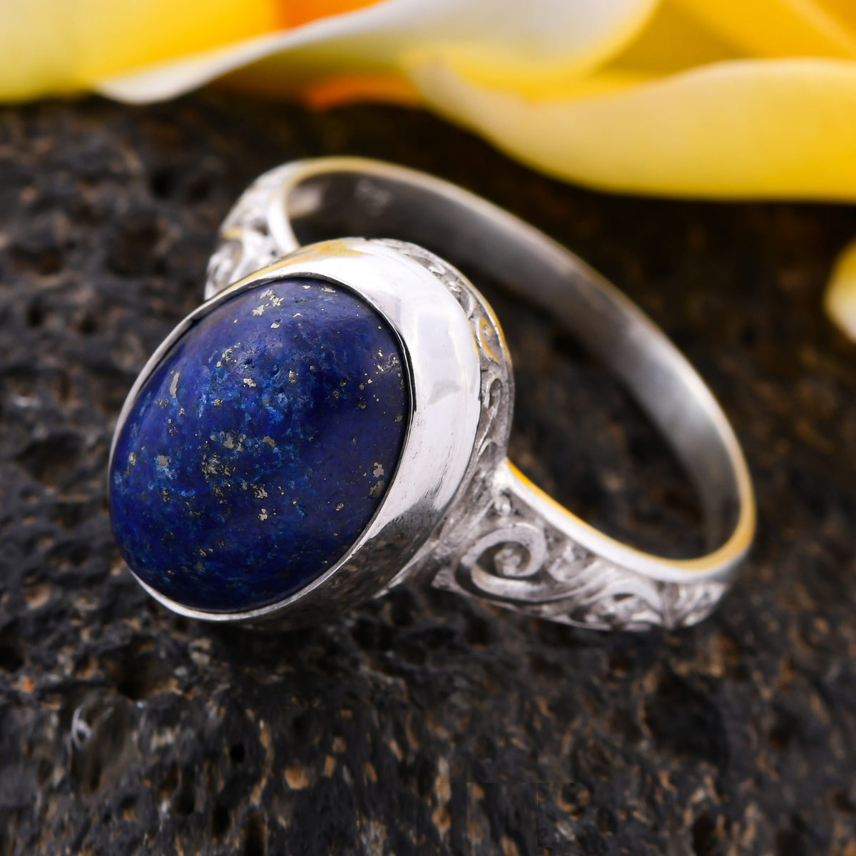 Royal Bali Collection Lapis Lazuli Solitaire Ring in Sterling Silver   7.50 Ct. V32647902 2