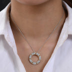 Royal Bali Collection - D'Joy Moissanite Circle Pendant with Chain (Size 20) in Yellow Gold Plated & Platinum Overlay Sterling Silver 1.40 Ct