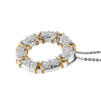 Royal Bali Collection - D'Joy Moissanite Circle Pendant with Chain (Size 20) in Yellow Gold Plated & Platinum Overlay Sterling Silver 1.40 Ct