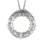 Royal Bali Collection - D'Joy Moissanite Circle Pendant with Chain (Size 20) in Yellow Gold Plated & Platinum Overlay Sterling Silver 1.40 Ct