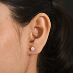 Moissanite Solitaire Stud Earring with Screw Back in 18K Vermeil Yellow Gold Plated Sterling Silver