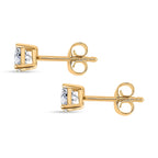 Moissanite Solitaire Stud Earring with Screw Back in 18K Vermeil Yellow Gold Plated Sterling Silver