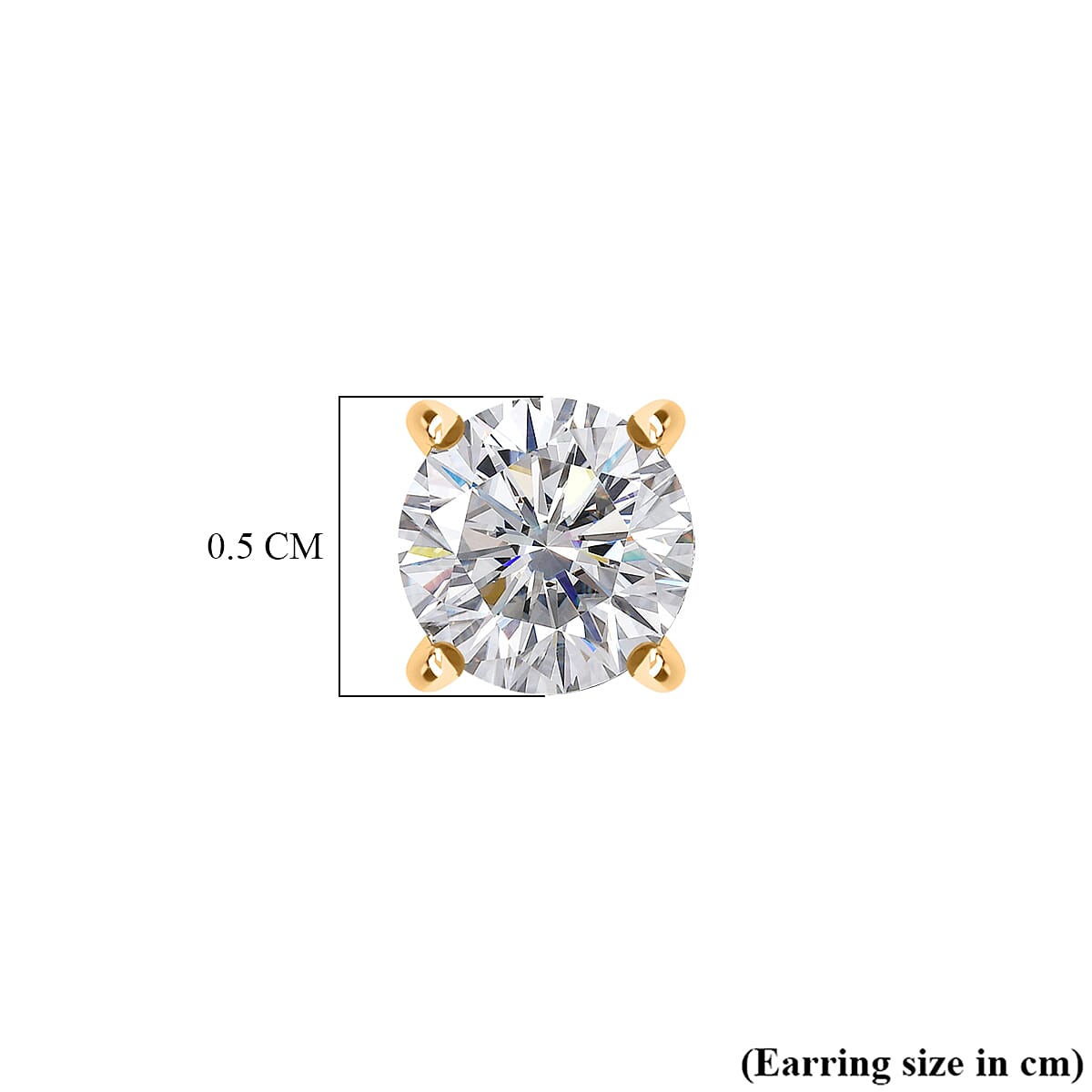 Royal Bali Collection - Moissanite Solitaire Stud Earring with Push Post in 18K Vermeil Yellow Gold Plated Sterling Silver 8427213 5