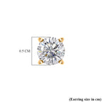 Moissanite Solitaire Stud Earring with Screw Back in 18K Vermeil Yellow Gold Plated Sterling Silver