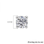 Royal Bali Collection - Moissanite Solitaire Stud Earring with Screw Back in Platinum Overlay Sterling Silver