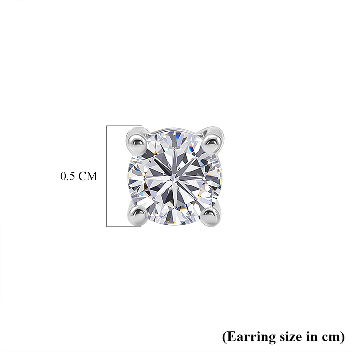 Royal Bali Collection - Moissanite Solitaire Stud Earring with Screw Back in Platinum Overlay Sterling Silver V32514159 6