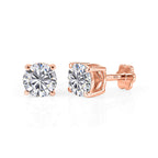 Royal Bali Collection - Moissanite Solitaire Stud Earring with Screw Back in Rose Gold Plated Sterling Silver 1.54 Ct.