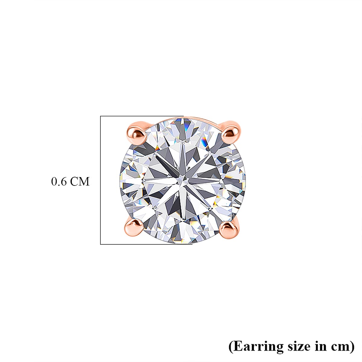 Royal Bali Collection - D'Joy Moissanite Solitaire Stud Earring with Screw Back in Rose Gold Plated Sterling Silver 1.54 Ct. 8427231 6