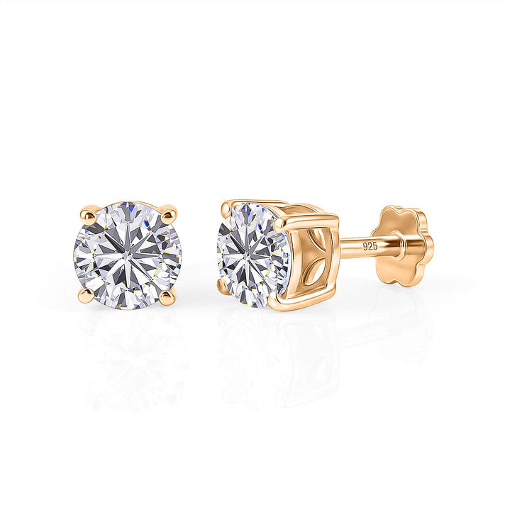 Royal Bali Collection - D'Joy Moissanite Solitaire Stud Earring with Screw Back in Yellow Gold Plated Sterling Silver 1.54 Ct. 8427232 1