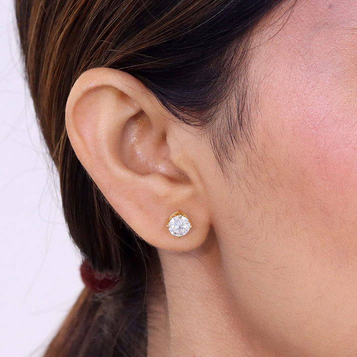 Royal Bali Collection - D'Joy Moissanite Solitaire Stud Earring with Screw Back in Yellow Gold Plated Sterling Silver 1.54 Ct. 8427232 2