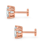 Royal Bali Collection - Moissanite Solitaire Stud Earring with Screw Back in Rose Gold Plated Sterling Silver 2.40 Ct.