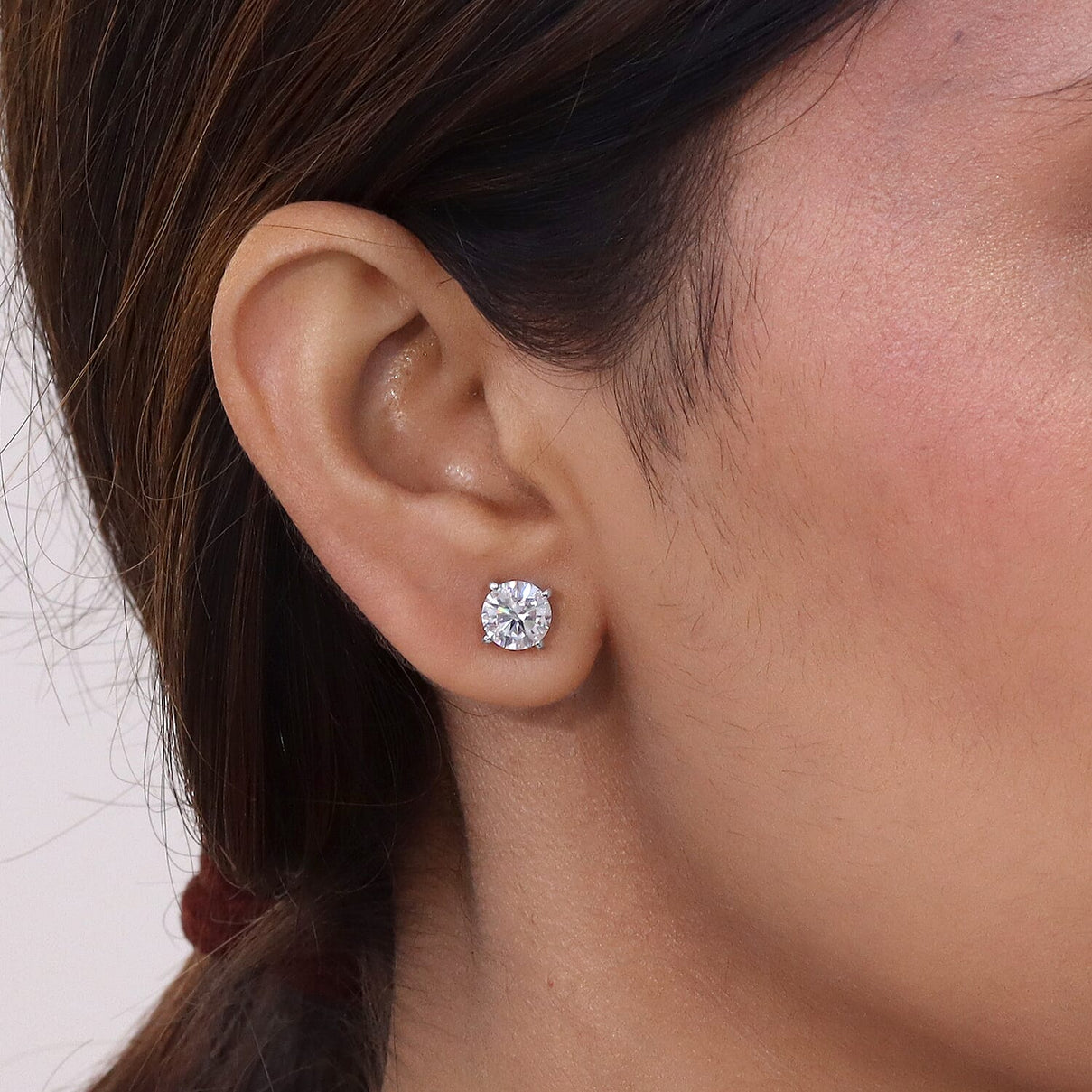 Moissanite Solitaire Stud Earring with Poke-free Screw Back in Platinum Overlay Sterling Silver 2.40 Ct. 8427242 2