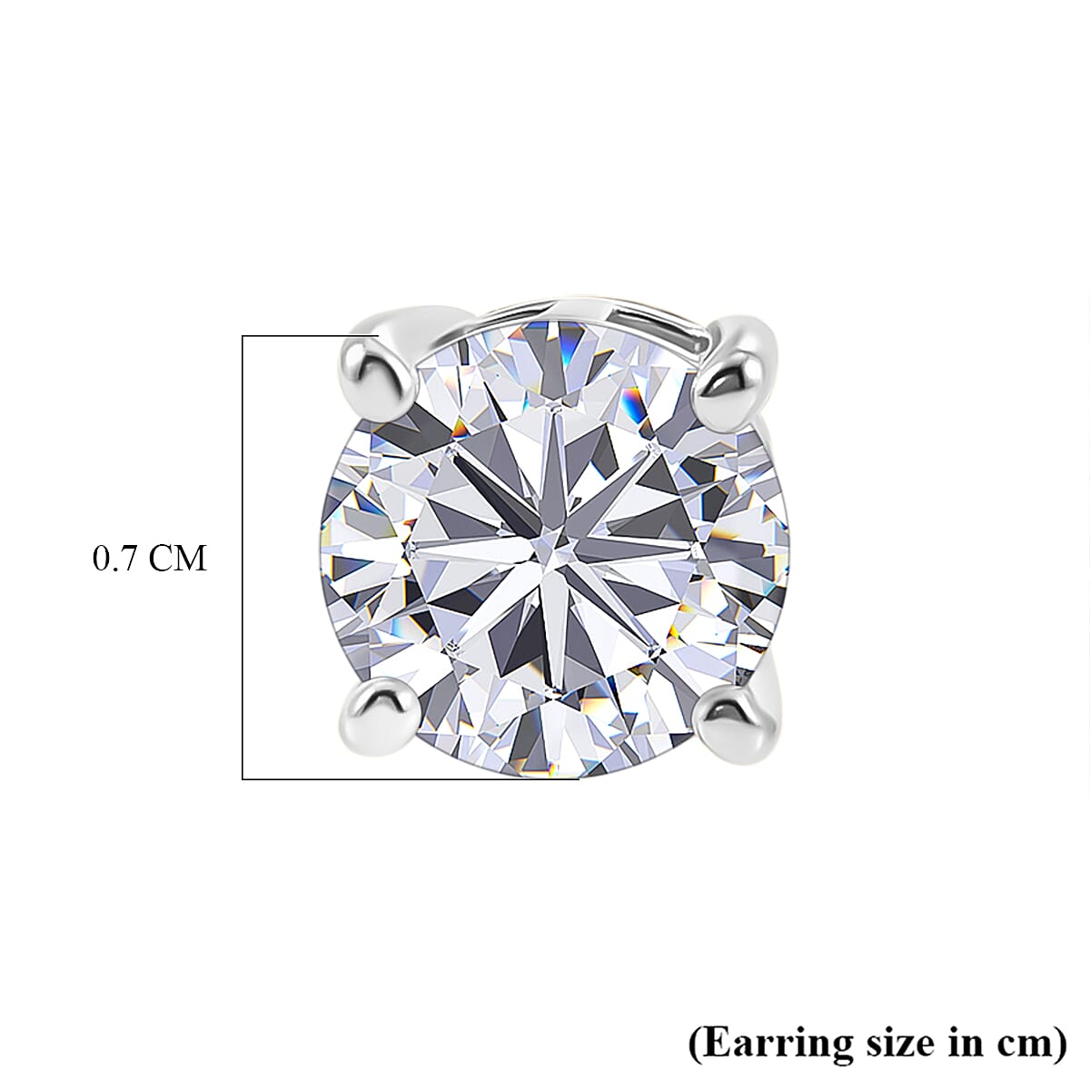 Moissanite Solitaire Stud Earring with Poke-free Screw Back in Platinum Overlay Sterling Silver 2.40 Ct. 8427242 6