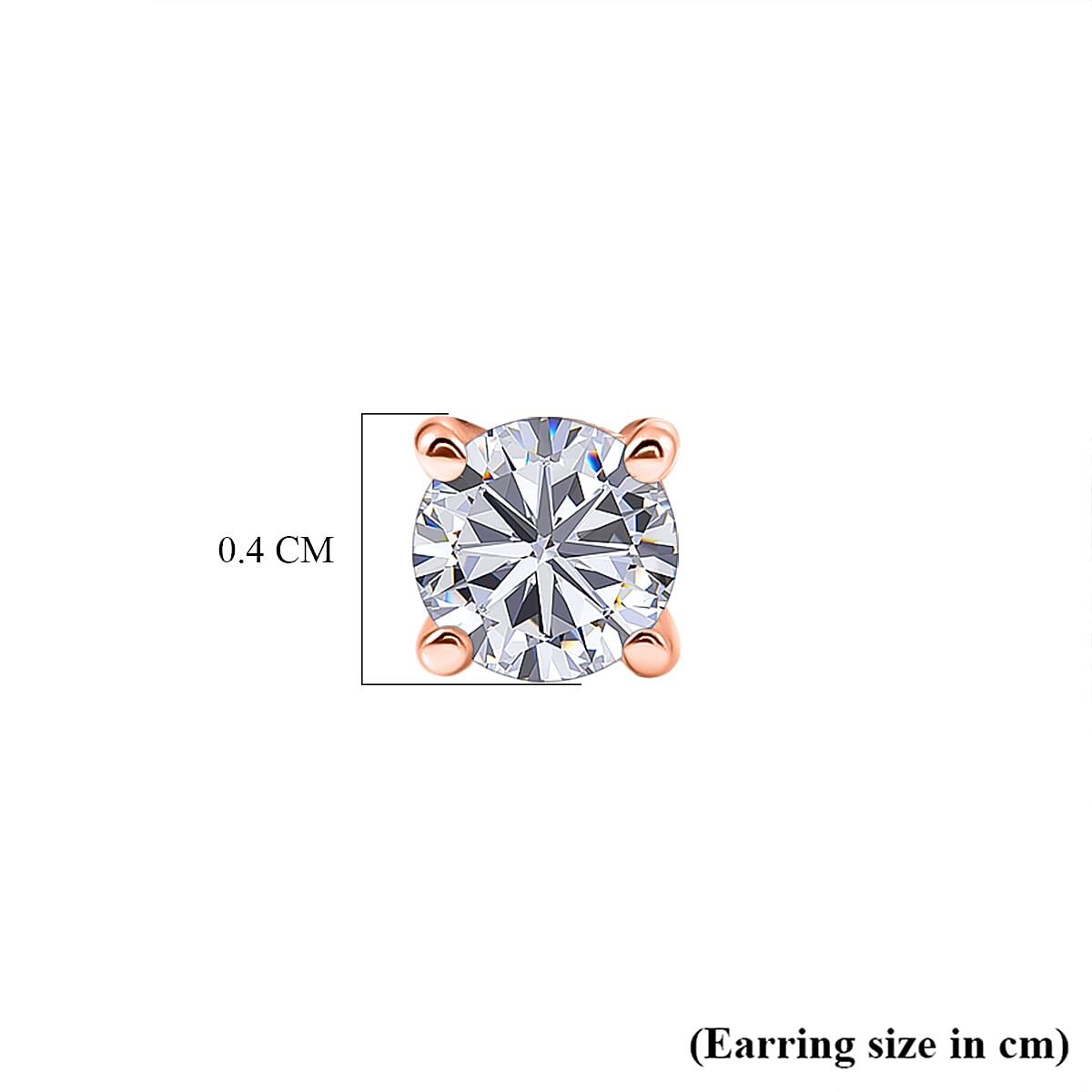 Royal Bali Collection - Moissanite Solitaire Stud Earring with Screw Back in Rose Gold Plated Sterling Silver 8427251 6