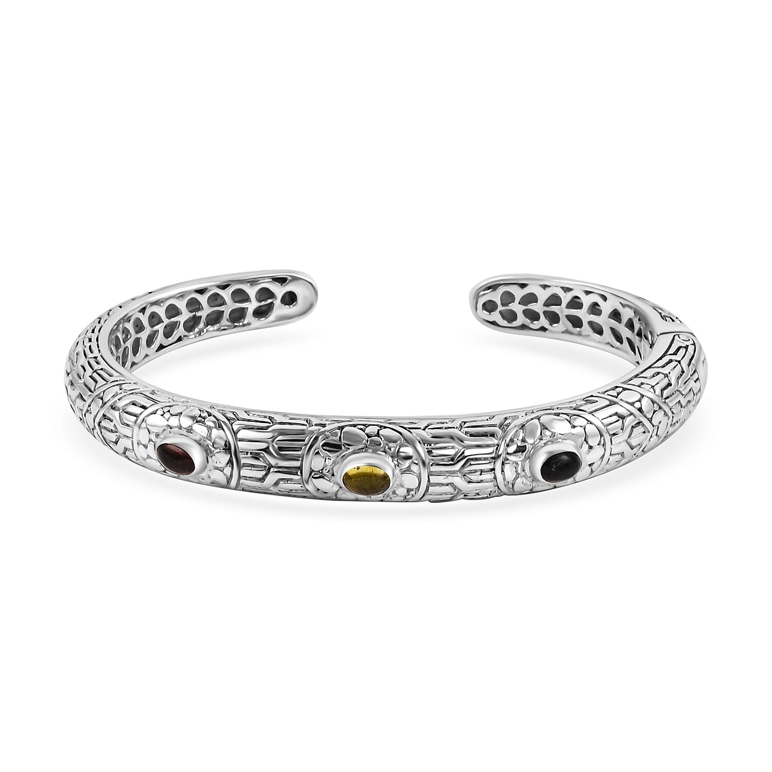 Royal Bali Collection - Multi-Tourmaline Bangle (Size - 7.5) in Sterling Silver 2.25 Ct, Silver Wt. 33.00 Gms 7194236 0