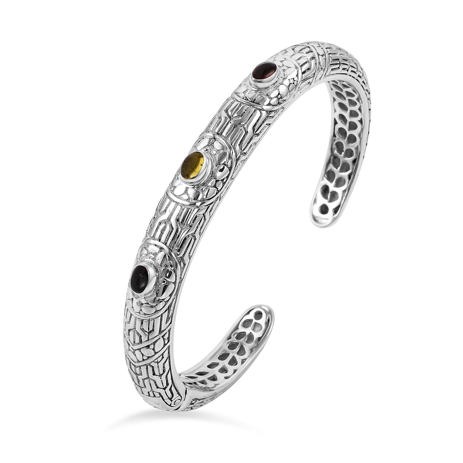 Royal Bali Collection - Multi-Tourmaline Bangle (Size - 7.5) in Sterling Silver 2.25 Ct, Silver Wt. 33.00 Gms 7194236 4